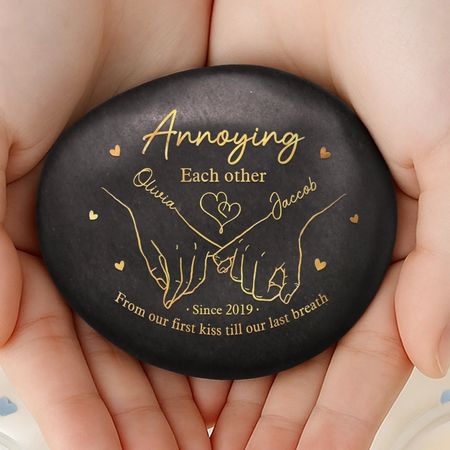 Custom Printed Rock - Personalized Anniversary Wedding Gifts For Husband And Wife, Him And Her - Cheers To Our Story